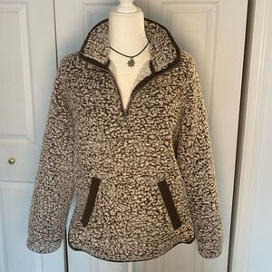 Women's Fleece Jacket - Cream and Brown